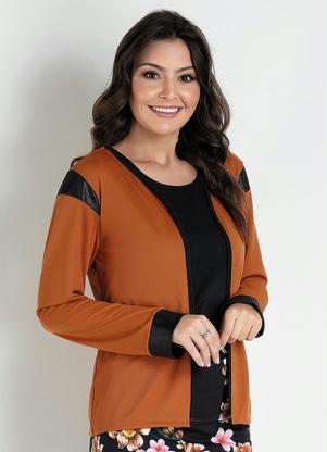 Casaco com Punhos (Caramelo/Preto) Moda Evang�lica