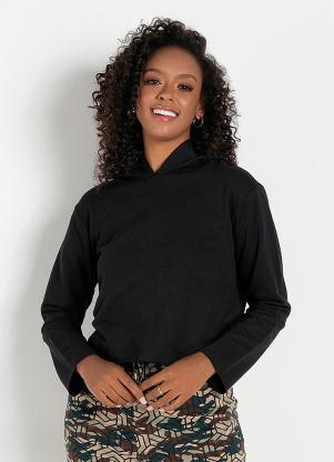 Casaco com Touca e Fendas nas Laterais (Preto) Casaco com Touca e Fendas nas Laterais (Preto)