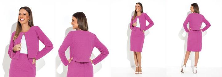 Casaco em Jacquard Floral Pink