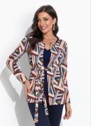 Casaco Listras Mostarda com Faixa para Amarrar