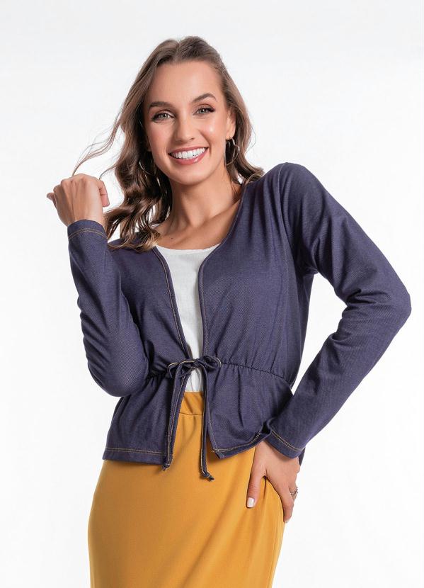 Casaco (Marinho) com Amarra��o Moda Evang�lica