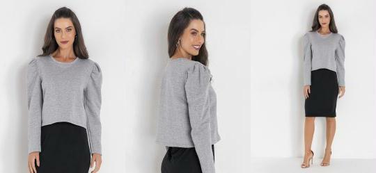 Casaco Mescla com Punhos Moda Evang�lica