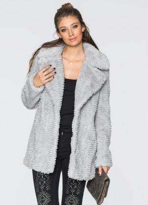 Casaco Oversized com Pelo Sintético (Cinza) Casaco Oversized com Pelo Sintético (Cinza)
