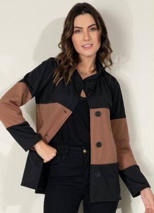 Casaco (Preto e Caramelo) com Bolsos