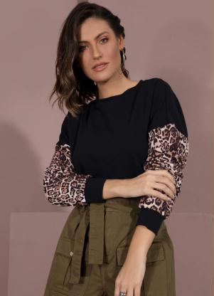 Casaco (Preto e Onça) com Mangas Longas Casaco (Preto e Onça) com Mangas Longas