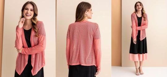 Casaco Salm�o em Malha Fio Tinto