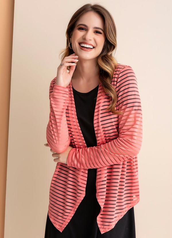 Casaco (Salm�o) em Malha Fio Tinto