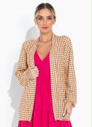 Casaco Xadrez Alongado com Manga Longa Bufante