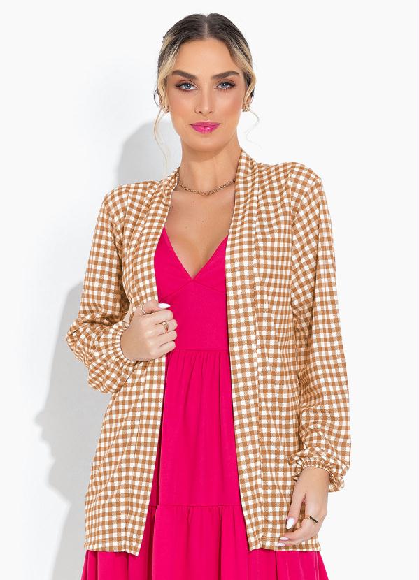 Casaco (Xadrez) Alongado com Manga Longa Bufante