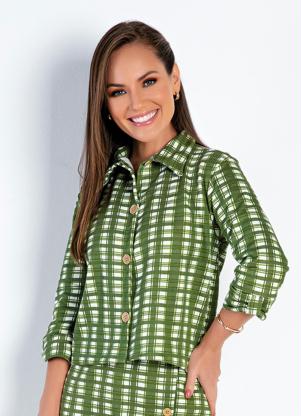 Casaco (Xadrez Verde) com Botões Moda Evangélica Casaco (Xadrez Verde) com Botões Moda Evangélica