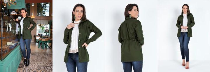 Parka Verde Militar com Bolsos