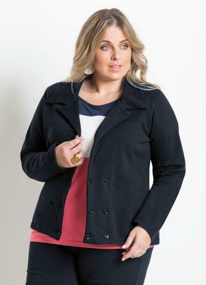 Blazer Feminino Plus Size (Preto)
