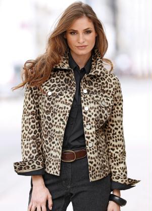 Jaqueta Jeans Animal Print (Estampada On�a Marrom)