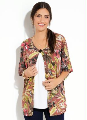 Capa Quintess (Folhagem Marrom) com Bot�o