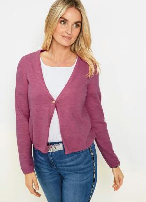 Casaquinho de Lã Aberto com Botão de Pérola (Rosa) Casaquinho de Lã Aberto com Botão de Pérola (Rosa)