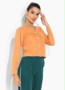 Casaquinho P�ssego com Mangas Longas e Bot�es