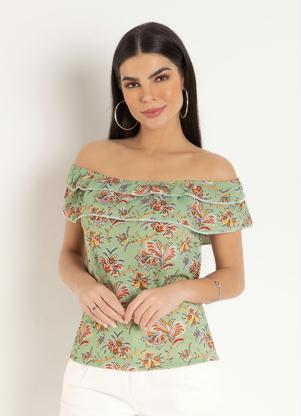Blusa Ciganinha (Paisley Verde) com Babados
