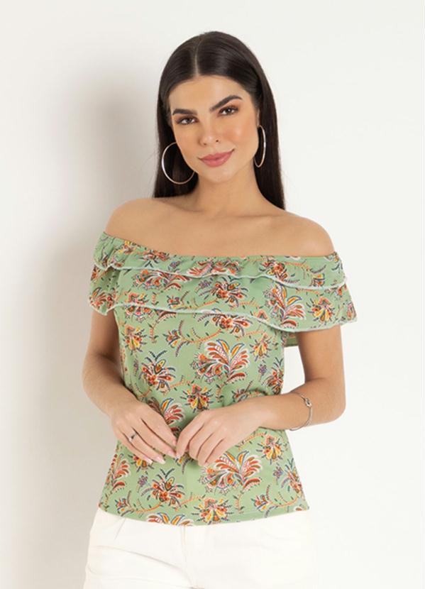 Blusa Ciganinha (Paisley Verde) com Babados