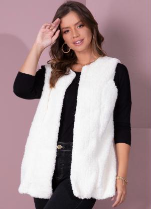 Colete Alongado (Off White) Carneirinho Colete Alongado (Off White) Carneirinho