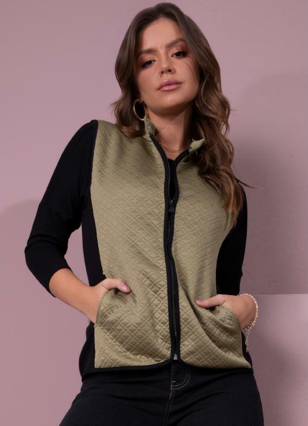 Colete Matelassado (Verde e Preto) com Bolsos Colete Matelassado (Verde e Preto) com Bolsos
