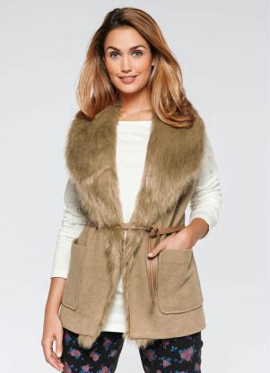 Colete Pelo Sint�tico (Taupe)