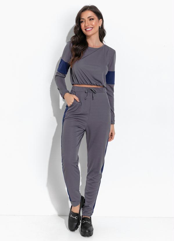 Conjunto (Cinza) Blusa e Cal�a