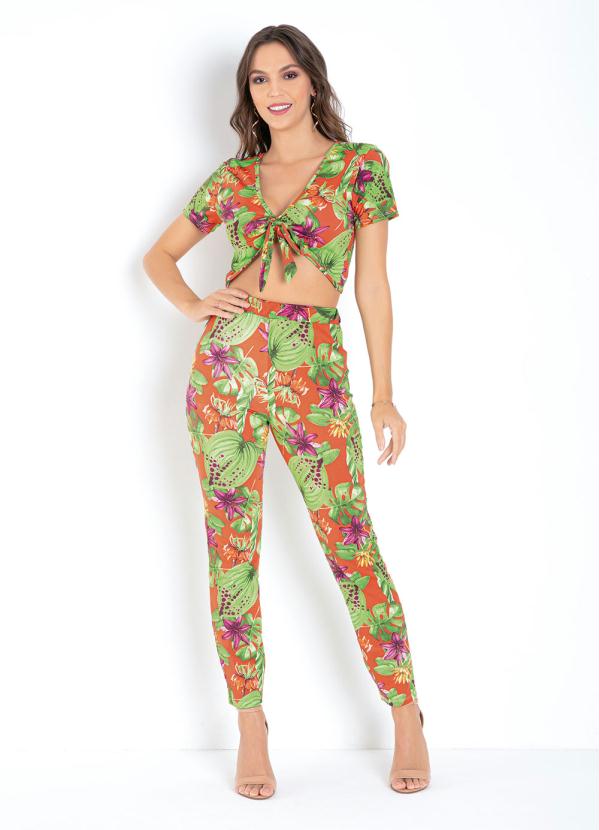 Conjunto (Floral Laranja) com Cropped e Legging Conjunto (Floral Laranja) com Cropped e Legging