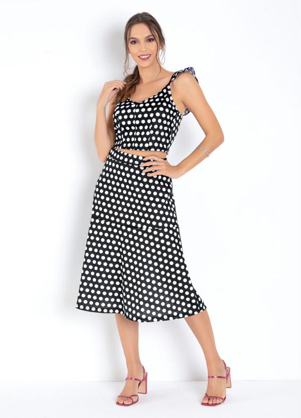 Conjunto (Po� Preto) de Cropped e Saia