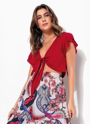 Cropped (Bord�) com Amarra��o na Frente