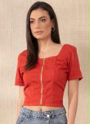 Cropped Ferrugem com Abertura em Z�per Frontal