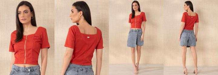 Cropped Ferrugem com Abertura em Z�per Frontal