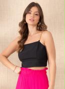 Cropped Preto com Correntes nas Al�as