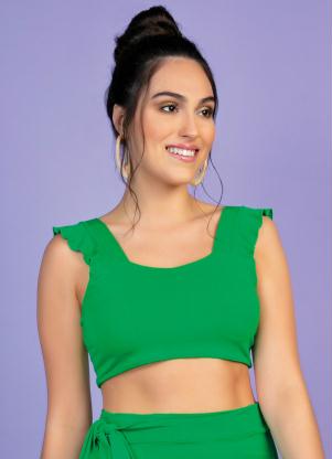 Cropped (Verde) com Babados nas Al�as