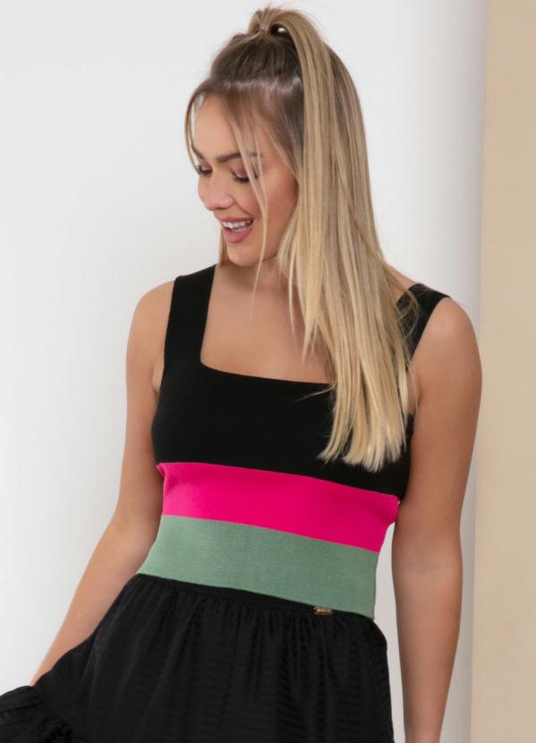 Tricô Cropped (Listrado) com Alças Largas Tricô Cropped (Listrado) com Alças Largas