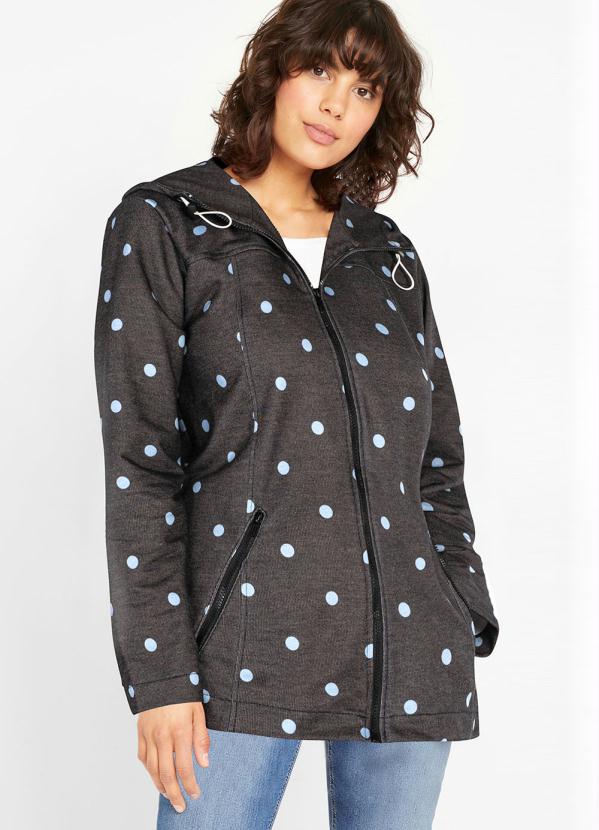 Casaco com Bolsos e Capuz (Po� Preto)