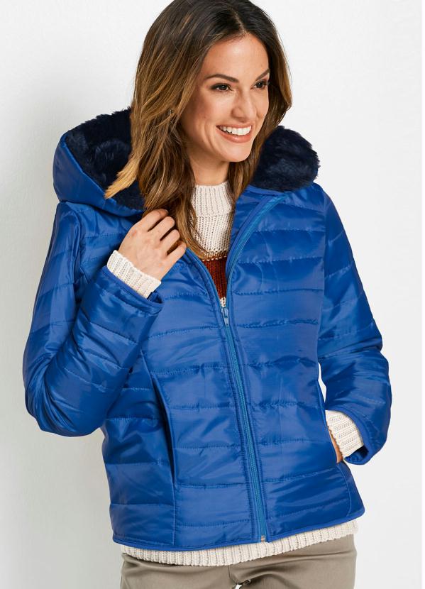 Jaqueta com Pelinho no Capuz (Azul Marinho)