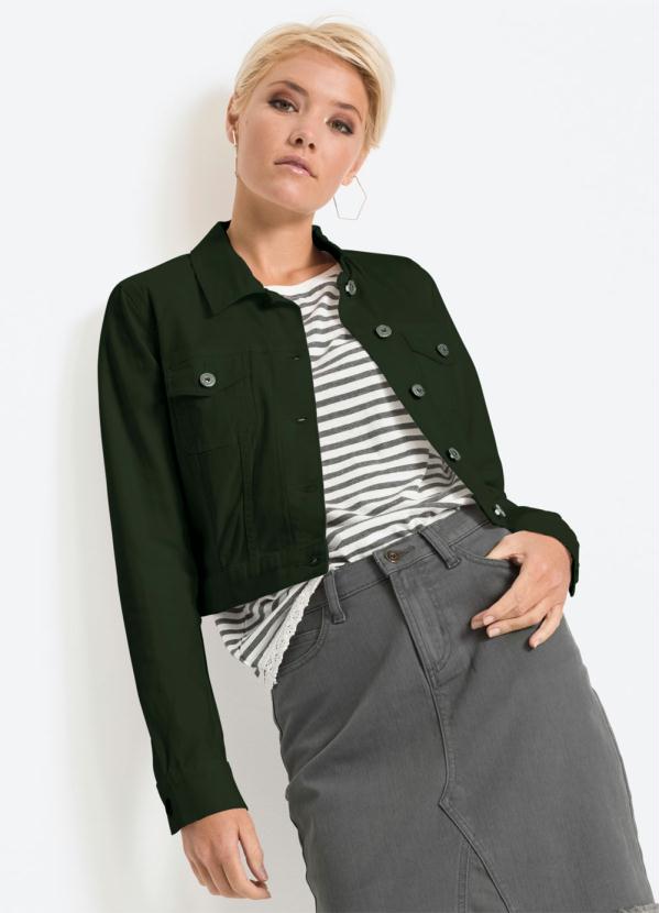 jaqueta cropped sarja