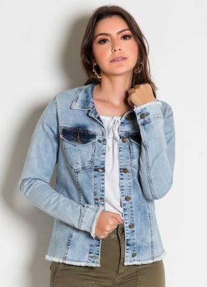 Jaqueta (Jeans Clara) com Bot�es e Desfiados
