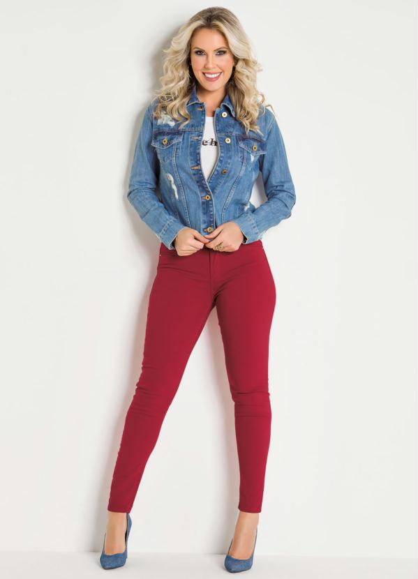 jaqueta jeans colorida