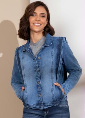 Jaqueta (Jeans) com Recortes Laterais Jaqueta (Jeans) com Recortes Laterais