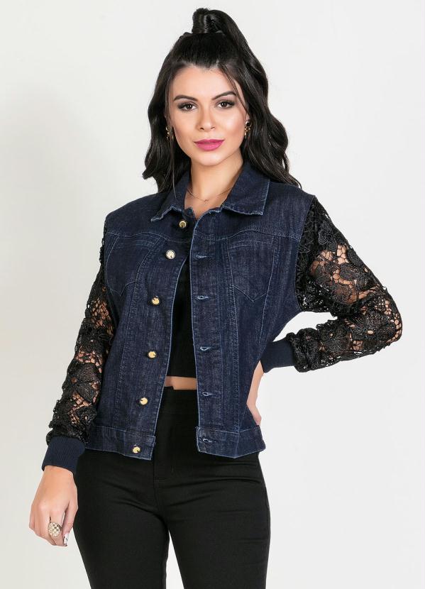 jaqueta jeans feminina com renda