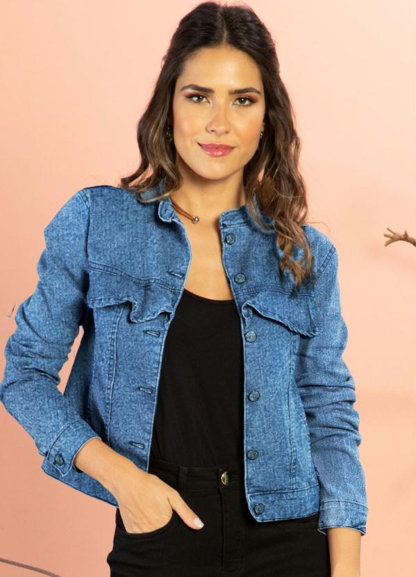Jaqueta (Jeans M�dio) com Babados na Pala