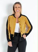 Jaqueta Mostarda e Preta com Estampa nas Costas