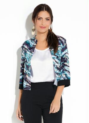 Jaqueta Quintess (Marmorizado Azul) com Fenda Jaqueta Quintess (Marmorizado Azul) com Fenda