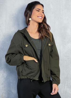 Jaqueta (Verde) com Bolsos e Capuz Jaqueta (Verde) com Bolsos e Capuz