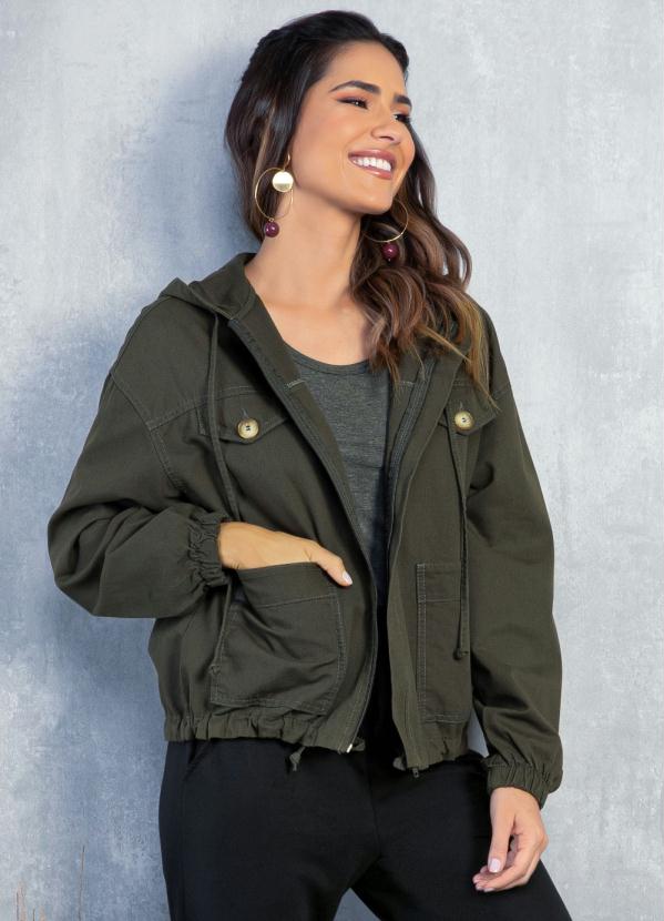 Jaqueta (Verde) com Bolsos e Capuz Jaqueta (Verde) com Bolsos e Capuz