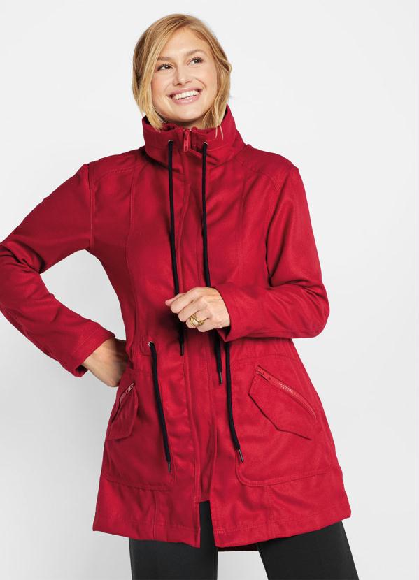 Parka Alongado com Bolsos (Vermelho)