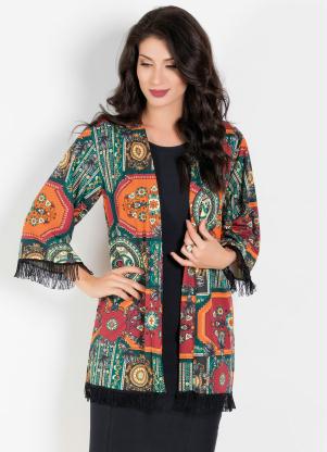 Kimono Moda Evangélica (Mandalas) com Franjas Kimono Moda Evangélica (Mandalas) com Franjas