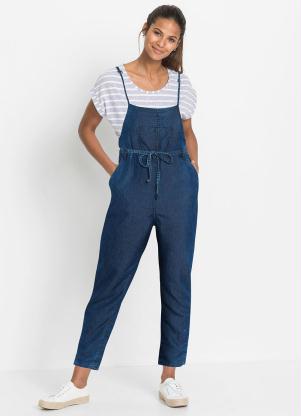 Jardineira Jeans de Alcinhas (Azul Escuro)