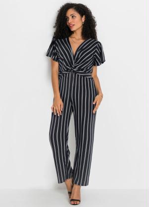 Macac�o com Transpasse Frontal (Listrado Azul)